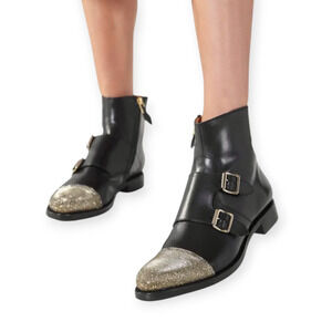 The Office of Angela Scott Mr. Dean Double Monk Strap Boot Black EU 39 US 9